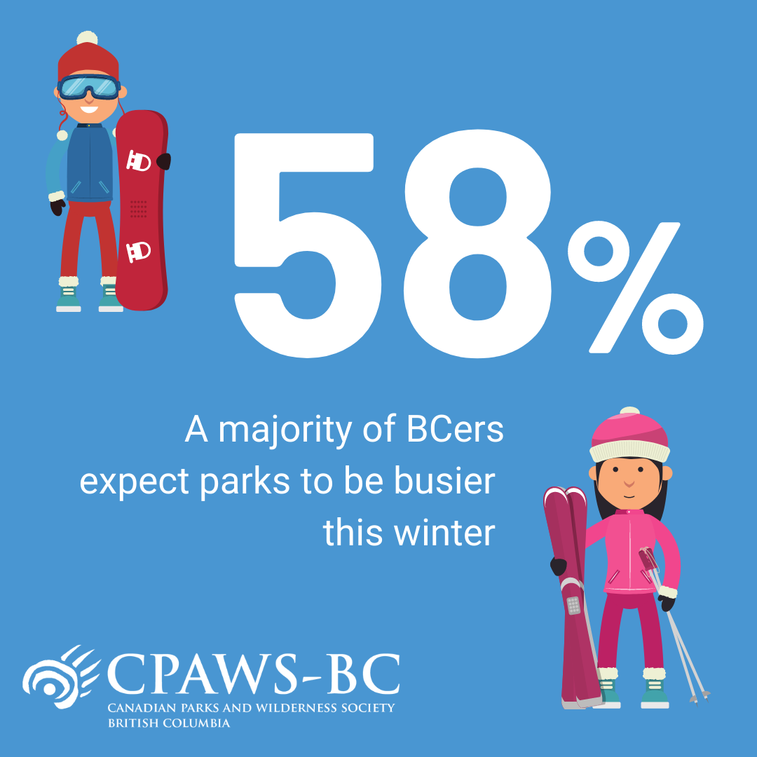 Graphic illustrating that 58% of BCers expect parks to be busier this winter